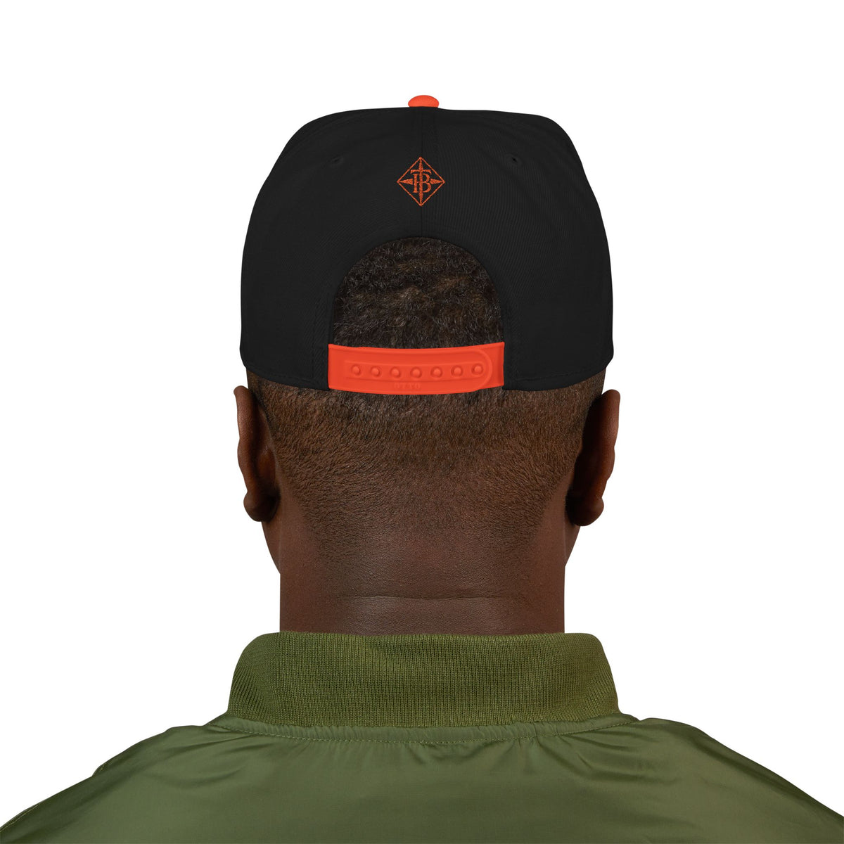 Embroidered Snapback Cap — Minimal Geometric Logo, Adjustable Flat Brim