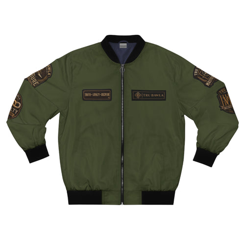 Army Green Bomber Jacket — "My Word Is Bond" Vintage Patch