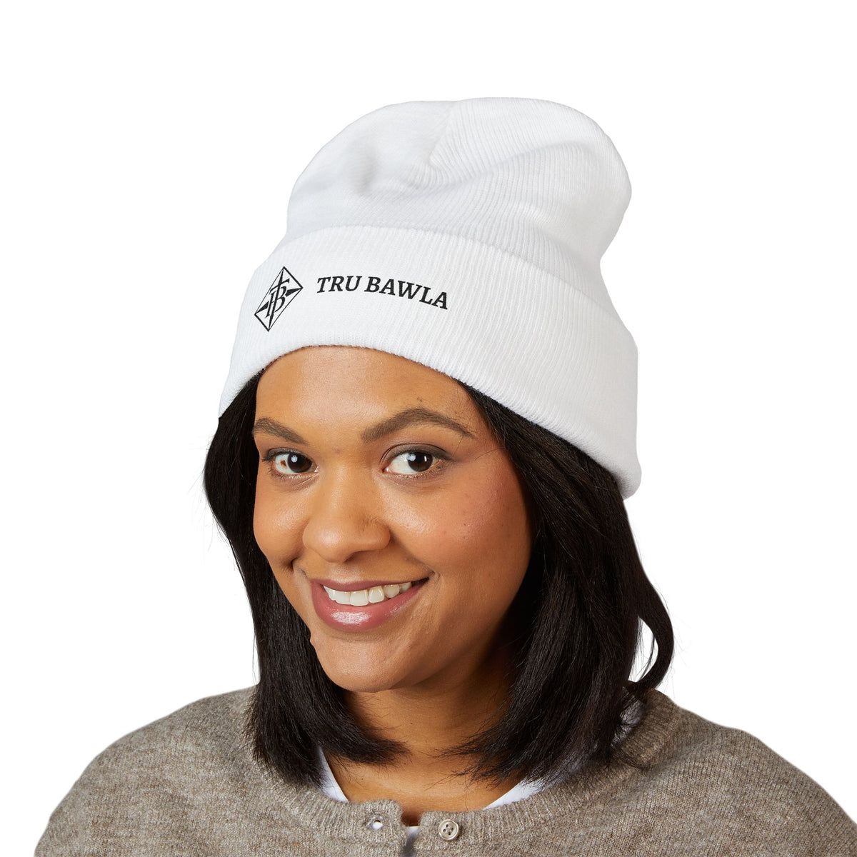 Tru Bawla Cuffed Beanie (Black Embroidery)