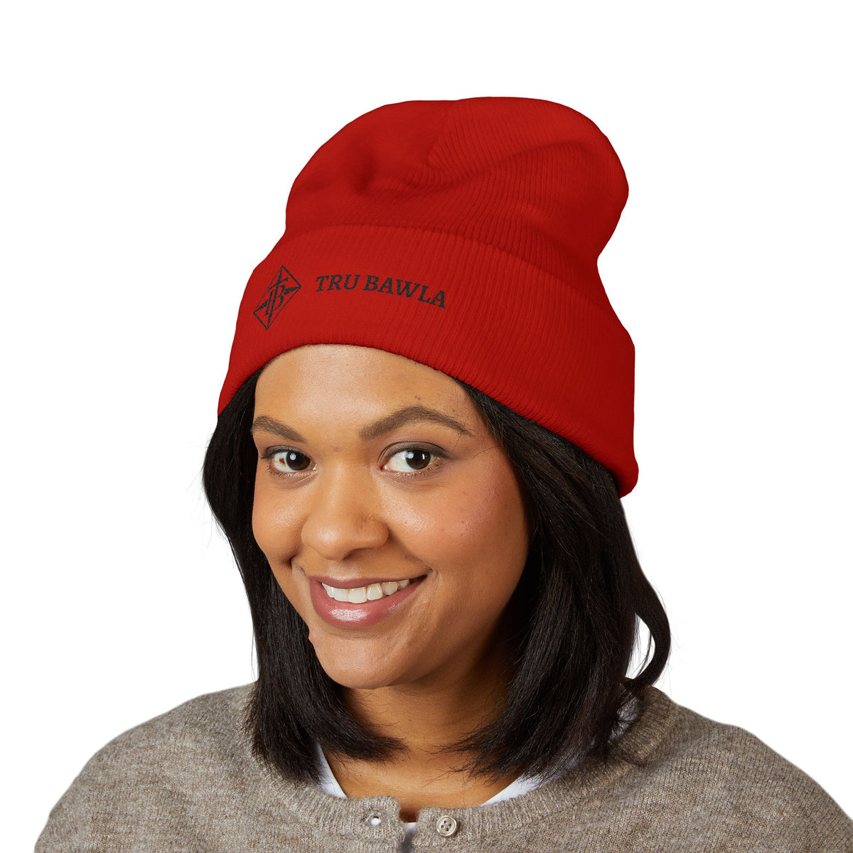 Tru Bawla Cuffed Beanie (Black Embroidery)