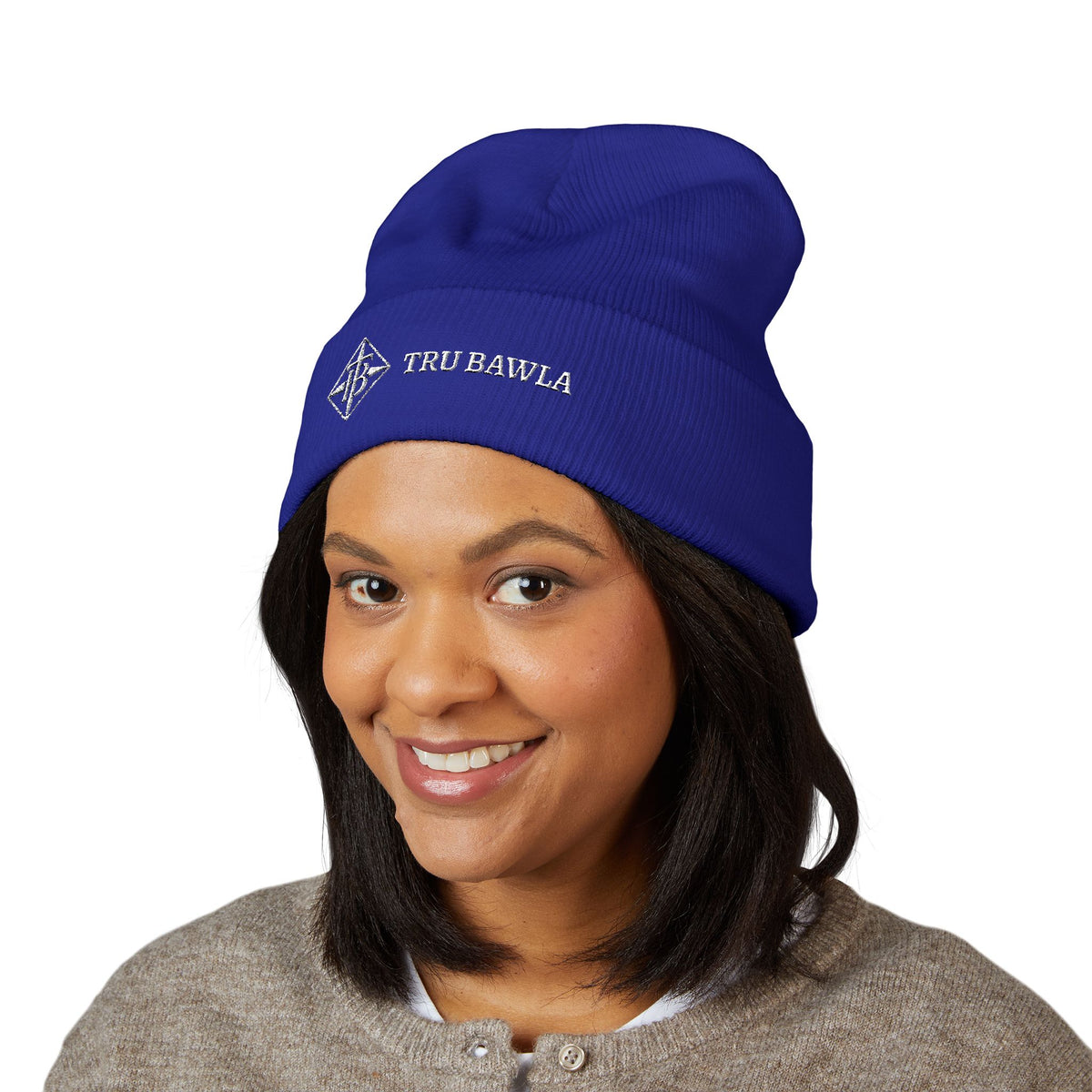 Tru Bawla Cuffed Beanie (White Embroidery)
