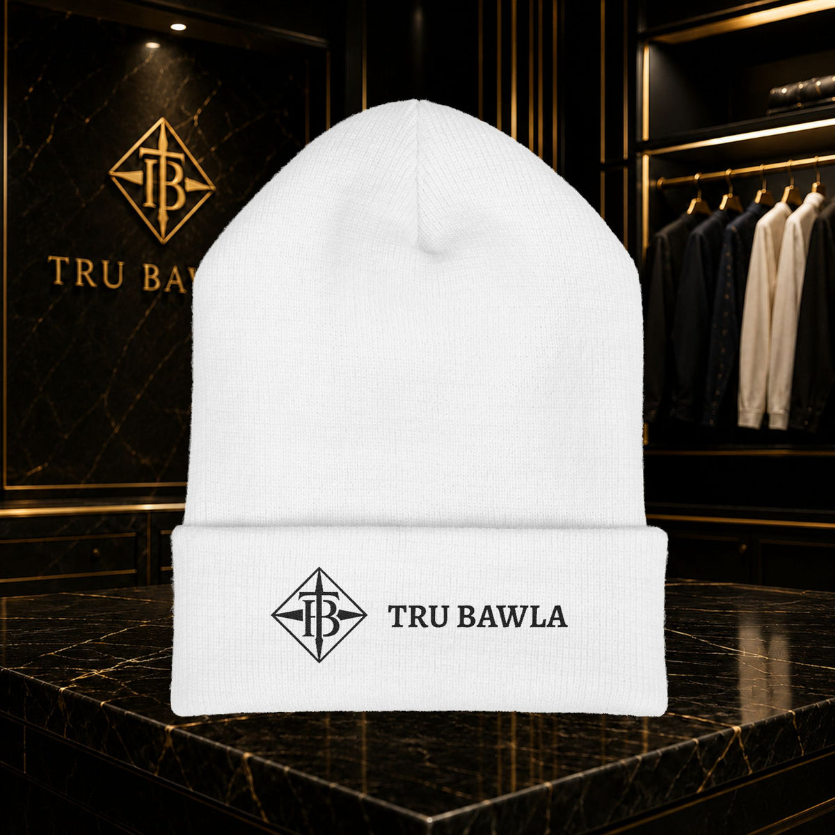 Tru Bawla Cuffed Beanie (Black Embroidery)