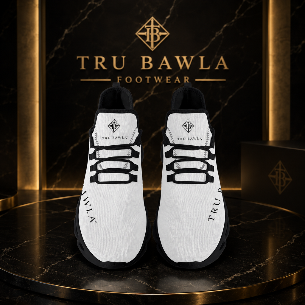 Tru Bawla  White/Black Mesh Knit Sneakers