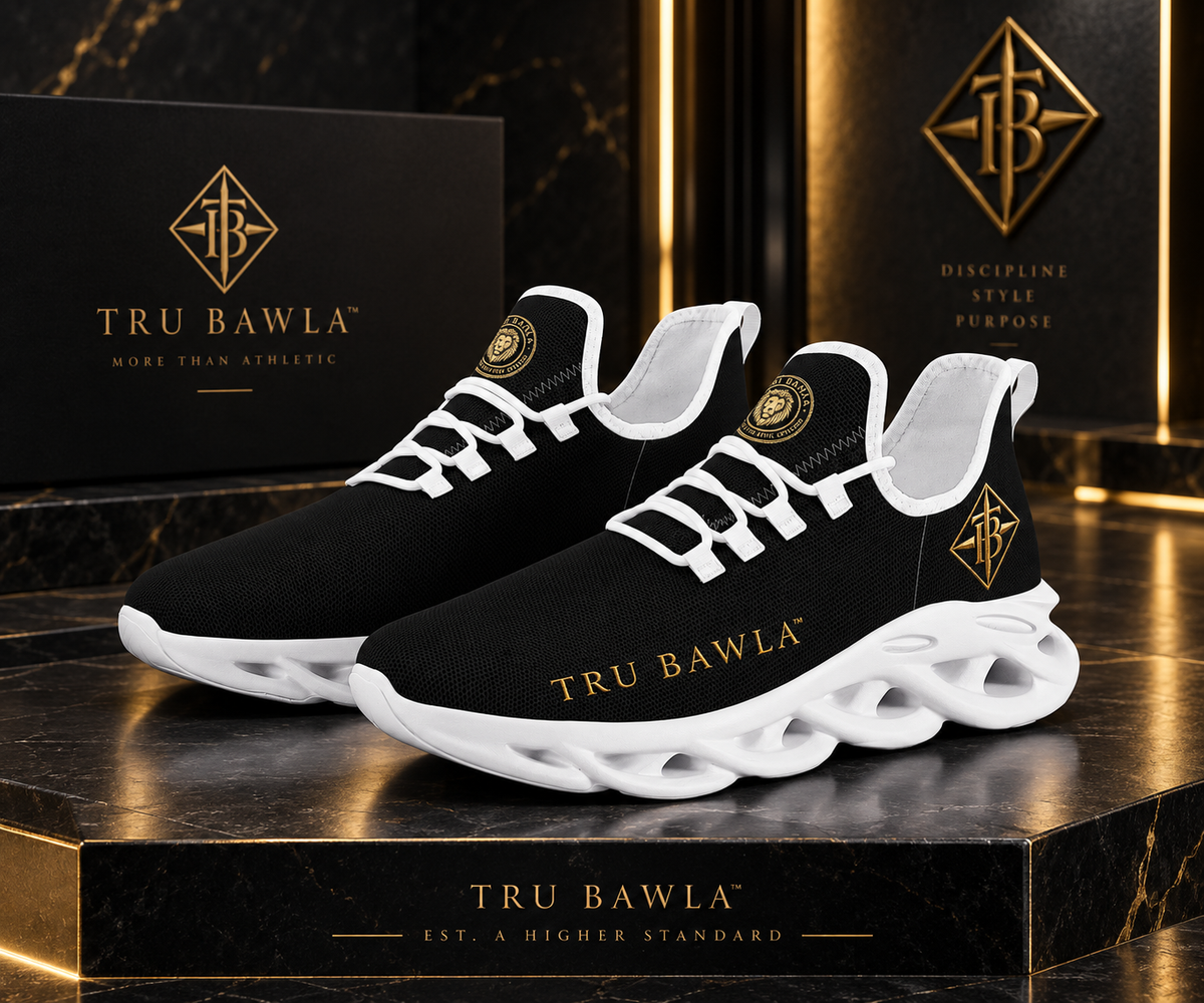 Tru Bawla Signature Color Mesh Sneakers - Black/White/Gold