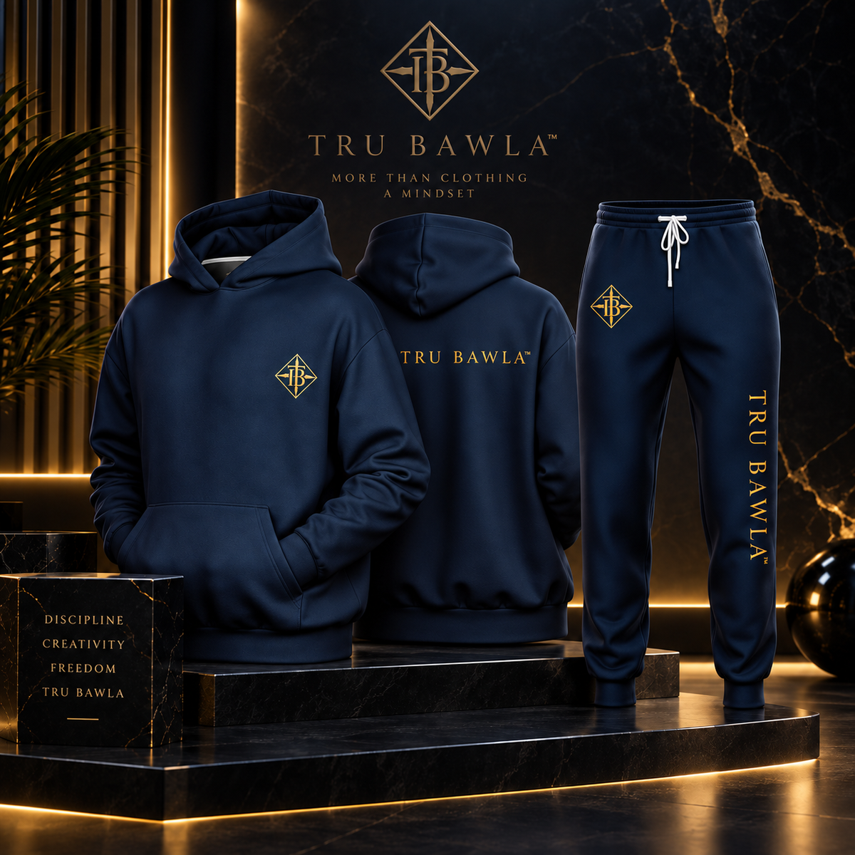 Tru Bawla Navy & Gold Hoodie & Jogger Set