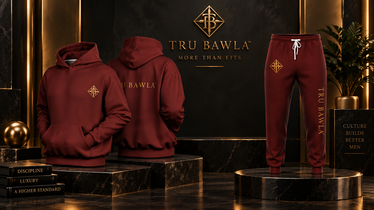 Tru Bawla Burgandy  & Gold Hoodie & Jogger Set