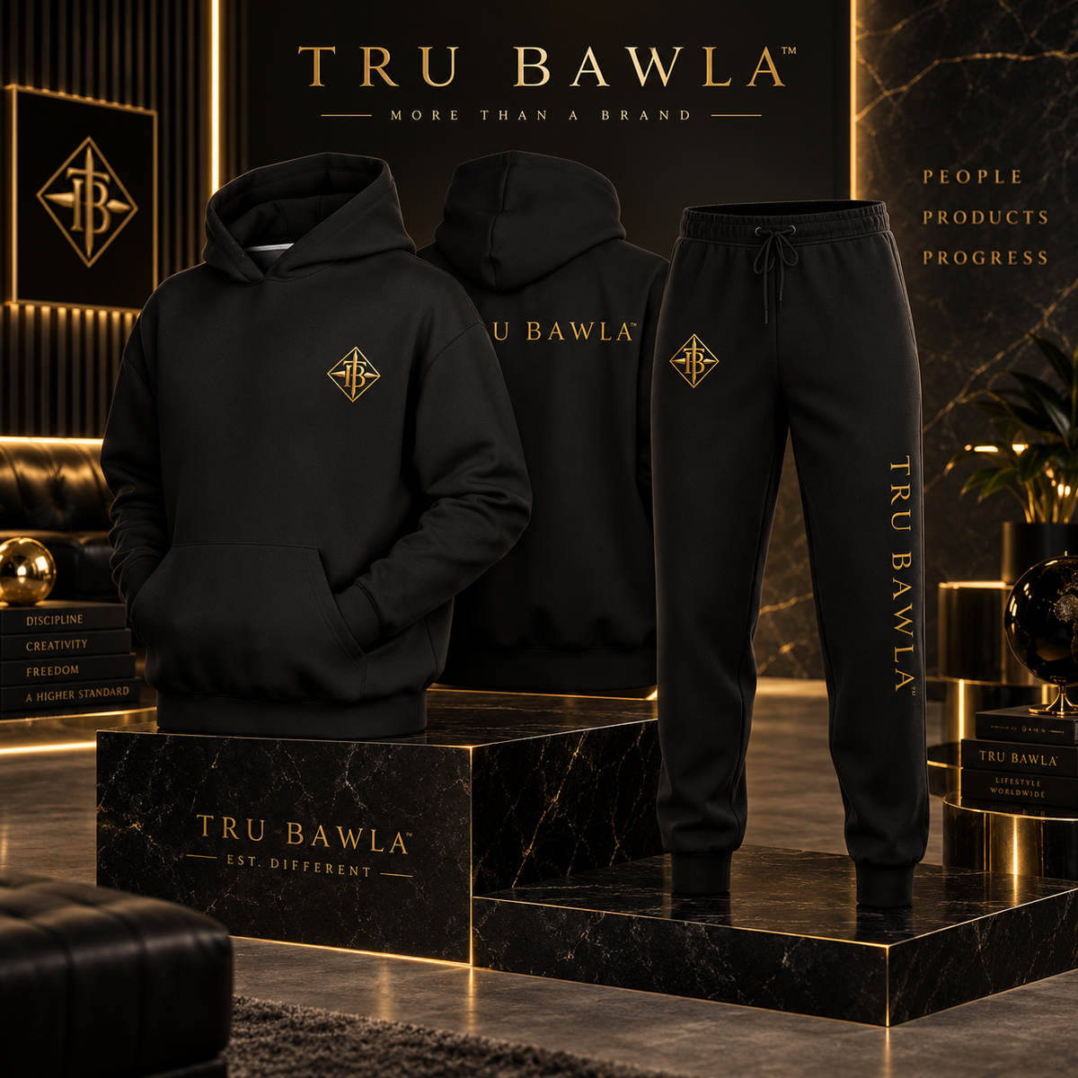 Tru Bawla Signature Black & Gold Hoodie & Jogger Set